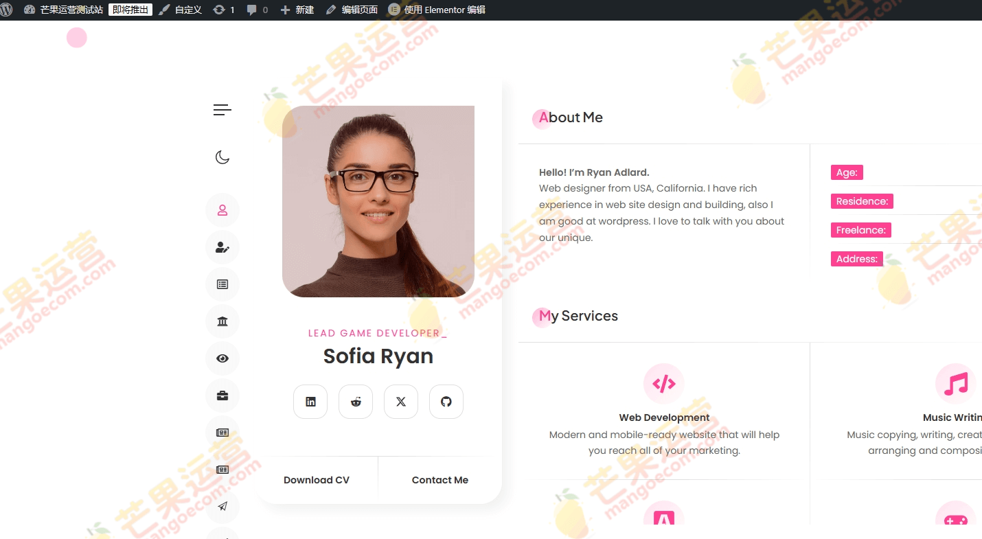 RyanCV 简历vCard 主题破解版下载